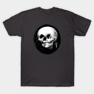 Existential Dread Op Art Woman and Skull Reflection T-Shirt